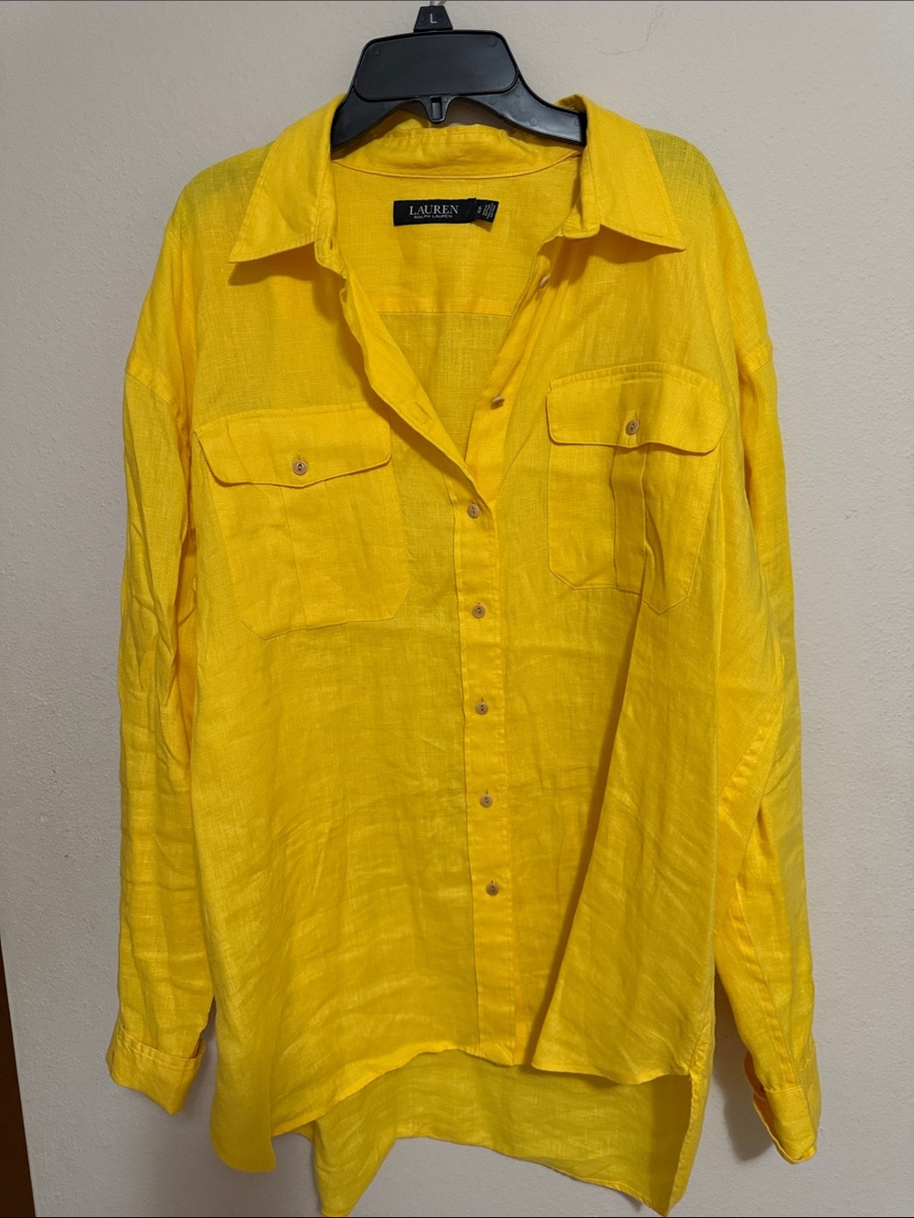 Ralph Lauren Bright Yellow Button-Up Linen Shirt